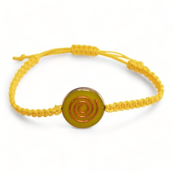 Pulsera con símbolo espiral celta color amarillo energizada y personalizada