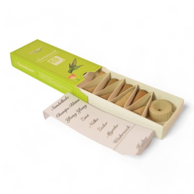 Conjunto de ocho conos de incienso variados de la línea verde